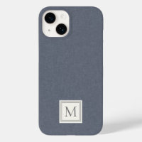 Elegante Minimalista Azul Gris Monograma de Lino F