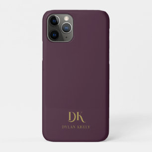 Funda Para iPhone 11 Pro Elegante minimalista Monograma Oscuro Oro Estilo