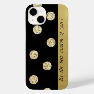 Funda Para iPhone 14 De Case-Mate Elegante Moda Black Gold Dots-Motivational Message