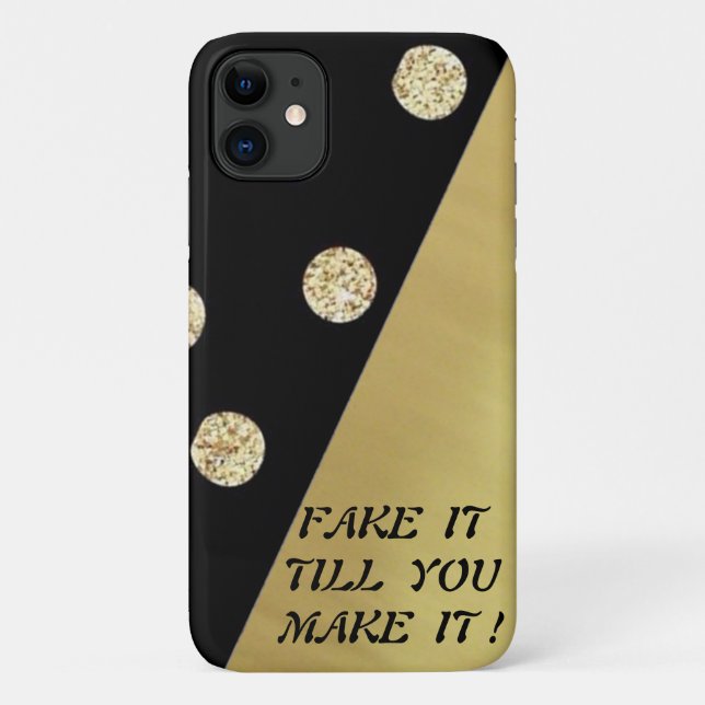 Funda De Case-Mate Para iPhone Elegante Moda Black Gold Dots-Motivational Message (Reverso)