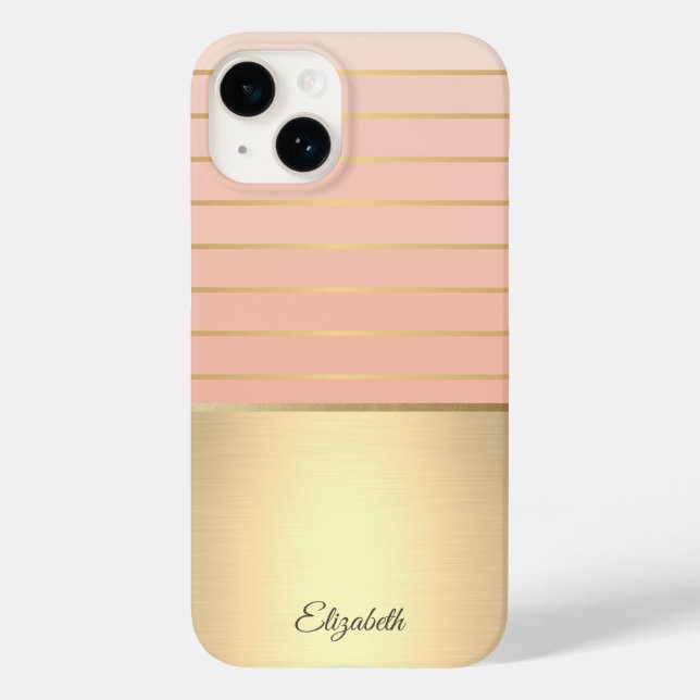 Funda De Case-Mate Para iPhone Elegante Moda con rayas de oro (Reverso )