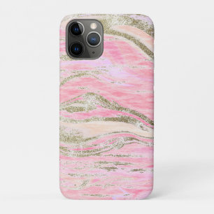 Funda Para iPhone 11 Pro Elegante Moda de patrón de mármol Purpurina rosado