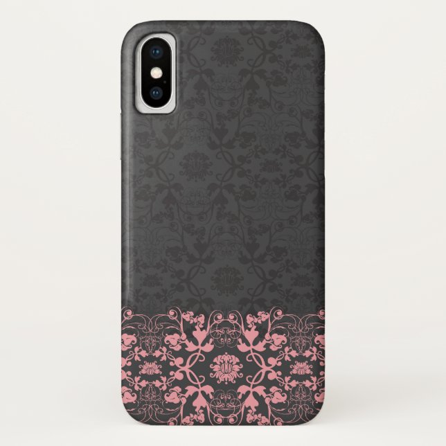 Funda De Case-Mate Para iPhone Elegante Moda desparramada Damask Lace Florals (Reverso)