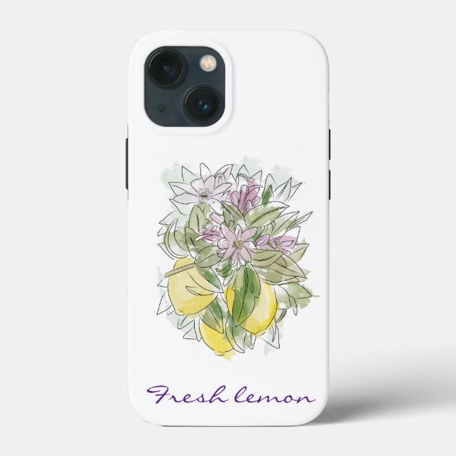 Funda De Case-Mate Para iPhone Elegante Moda moderna acuarela lemones (Reverso )