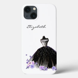 Funda Para iPhone 13 Elegante Moda moderna acuarela trendy Black Girly
