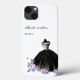 Funda Para iPhone 13 Elegante Moda moderna acuarela trendy Black Girly