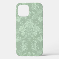 Elegante Moda romántica floral Damasco-Sage Verde