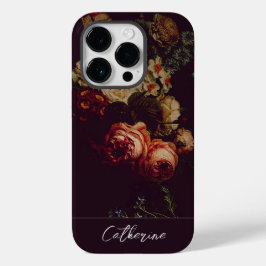 Funda Para iPhone 14 Pro De Case-Mate Elegante Moda rosa rosa floral con nombre negro