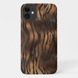 Funda Para iPhone 11 Elegante Moda Tigre Negro Bronce estilo
