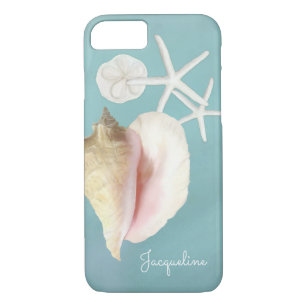 Funda Para iPhone 8/7 Elegante Moderno Beach Conch Shell Starfish Art