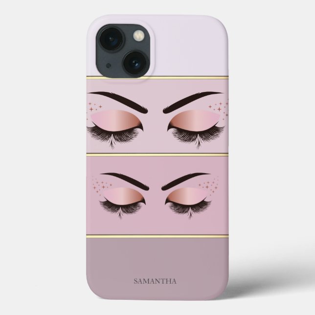 Funda De Case-Mate Para iPhone Elegante Moderno Chic Rayado, Pestañas (Reverso)