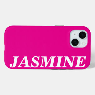 FUNDA PARA iPhone 15 ELEGANTE MODERNO NOMBRE PERSONALIZADO COLOR ROSA C