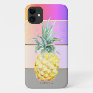 Funda Para iPhone 11 Elegante Moderno Piña Rayada Fría