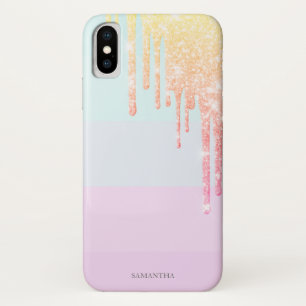 Funda Para iPhone X Elegante Moderno Rayado, Brillo Ombre Gotea