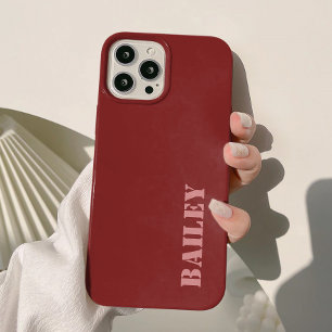 Funda Para iPhone 15 Elegante Moderno Rojo Profundo Personalizado 