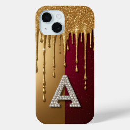 Funda Para iPhone 15 💎 Elegante Monograma A con Brillo y Efecto de Líq