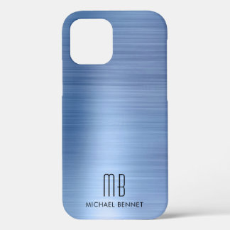 Funda Para iPhone 12 Elegante Monograma Azul