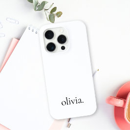 Funda Para iPhone 15 Pro Elegante Monograma Blanco Minimalista moderno Nomb