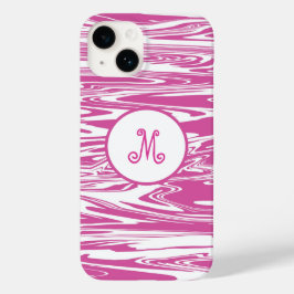 Funda Para iPhone 14 De Case-Mate Elegante Monograma Blanco Rosa Personalizado