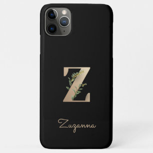 Funda Para iPhone 11 Pro Max Elegante Monograma Botánico Carta de Oro Z