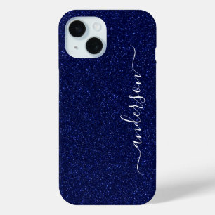 Funda Para iPhone 15 Elegante monograma con nombre con brillo