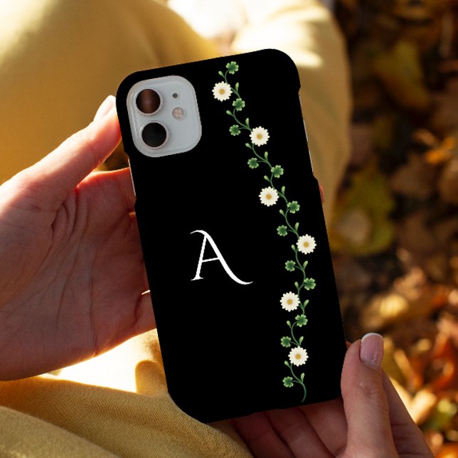 Funda De Case-Mate Para iPhone Elegante Monograma de Daisy Floral (Elegant Floral Daisy Monogram Case-Mate iPhone Case)
