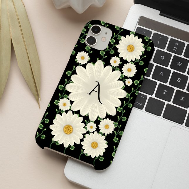 Funda De Case-Mate Para iPhone Elegante Monograma de Daisy Floral (Subido por el creador)