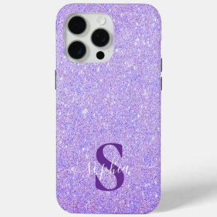 Funda Para iPhone 15 Pro Max Elegante monograma de nombre con brillo