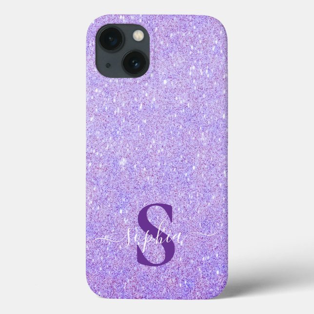 Funda De Case-Mate Para iPhone Elegante monograma de nombre con brillo (Reverso)