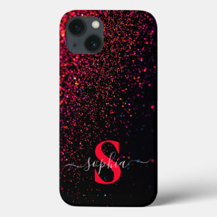 Funda Para iPhone 13 Elegante monograma de nombre con brillo