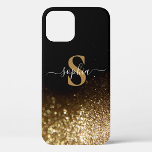 Funda Para iPhone 12 Pro Elegante monograma de nombre con brillo