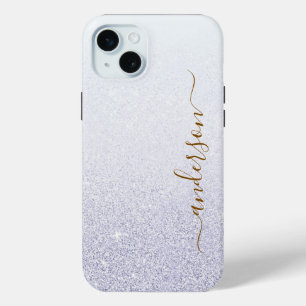 Funda Para iPhone 15 Mini Elegante monograma de nombre con brillo