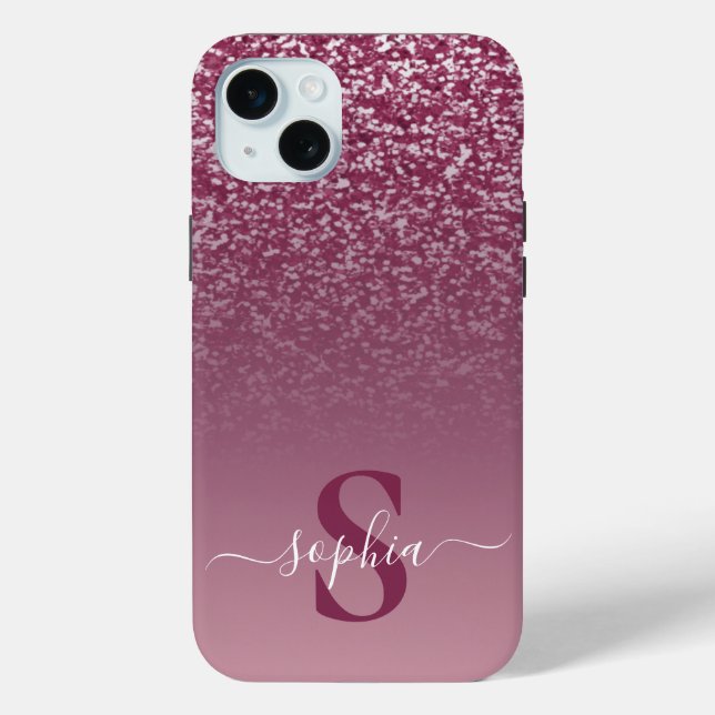 Funda De Case-Mate Para iPhone Elegante monograma de nombre con brillo (Reverso )