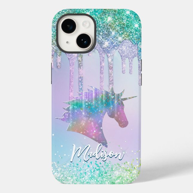 Funda De Case-Mate Para iPhone Elegante monograma de perforaciones de Purpurina d (Reverso )