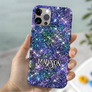 Funda Para iPhone 11 Elegante monograma falso brillante azul verde