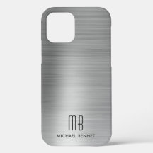 Elegante Monograma Gris Plata