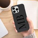 Funda Para iPhone 15 Pro Max Elegante Monograma Inicial Minimalista Negro<br><div class="desc">Estuche elegante para iPhone Minimalista inicial monograma negro</div>