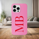 Funda Para iPhone 15 Pro Max Elegante Monograma Inicial Minimalista Rojo<br><div class="desc">Estuche elegante para iPhone de monograma inicial rosado Minimalista</div>