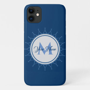 Funda Para iPhone 11 Elegante monograma marino intenso!