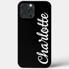 Funda Para iPhone 13 Pro Max Elegante Monograma moderno de color negro minimali