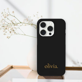 Funda Para iPhone 15 Pro Elegante Monograma moderno Minimalista oro negro