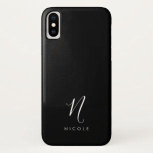 Funda Para iPhone X Elegante Monograma Negro y Blanco