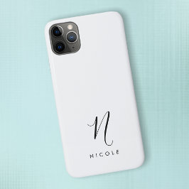 Funda Para iPhone 11 Pro Max Elegante Monograma Negro y Blanco