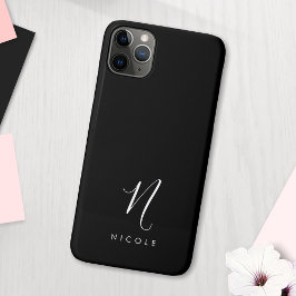 Funda Para iPhone 11 Pro Max Elegante Monograma Negro y Blanco