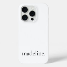 Funda Para iPhone 15 Pro Elegante Monograma Nombre Minimalista moderno Blan