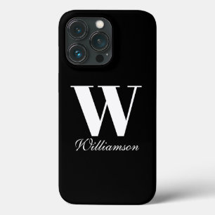 Funda Para iPhone 13 Pro Elegante monograma nombre personalizado script neg