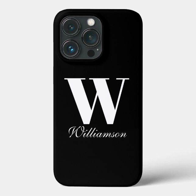 Funda De Case-Mate Para iPhone Elegante monograma nombre personalizado script neg (Reverso )