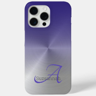 Funda Para iPhone 15 Pro Max Elegante Monograma Nombre Purpura Ombre Falso Meta