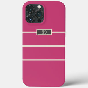 Funda Para iPhone 13 Pro Max Elegante Monograma Personalizada Rosa Oscuro