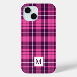 Funda Para iPhone 15 Elegante Monograma Plata Rosa